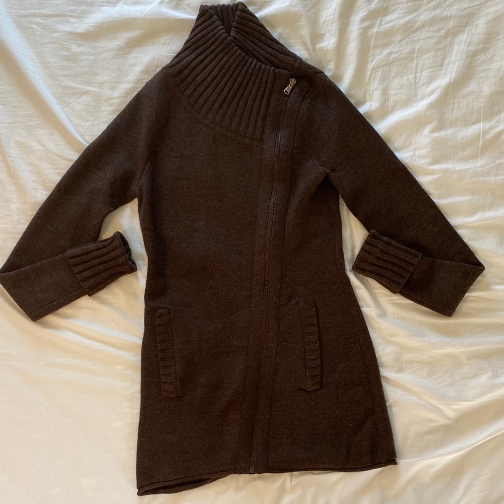 Athleta Dark Brown Women's Asym-zip Sweater